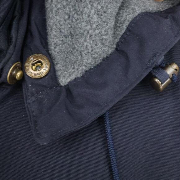 Lands End Coat Mens Medium 38 40 Navy Blue Zip Hooded Fleece Lined Jacket Cargo - Picture 13 of 16